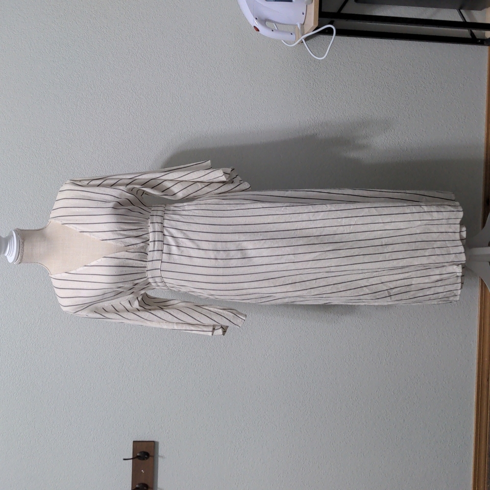 Billabong Striped Wrap Robe Black Cream Dress S